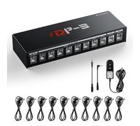 DONNER DP-3 - Alimentatore a pedale per effetti chitarra, con 10 uscite CC isolate per pedali effetto 9V/12V/18V (100mA/300mA/500mA)