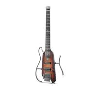 Donner HUSH-X - Kit per chitarra elettrica - Chitarra Headless Leggera, Ottima per Viaggiare e Allenarsi, Corpo in Mogano Massiccio con Telai Facili da Montare, Custodia, Tutti gli Accessori, Sunburst
