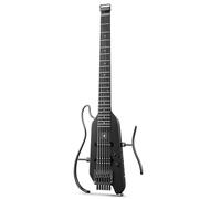 Donner HUSH-X - Kit per chitarra elettrica Featherlight da viaggio con supporti facili da montare, ideale per viaggi e pratica, corpo solido in mogano, custodia da concerto, tutti gli accessori, nero