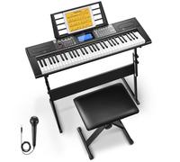 Donner Keyboard Piano 61 tasti, kit tastiera elettrica con 249 voci, 249 ritmi - include supporto per pianoforte, sgabello, microfono, regalo per principianti, nero (DEK-610S)