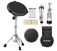 Donner Kit di supporto per rullante per tamburi - include cuscinetto per esercizi silenziosi a doppia faccia da 30 cm (nero)