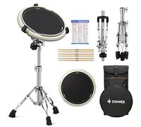 Donner Kit di supporto per tamburo - Supporto per rullante con doppio lato Silent Drum Practice Pad, bacchette, supporto regolabile per tamburi da 30 a 30 cm (bianco)