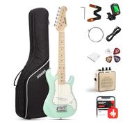Donner Kit per principianti per chitarra elettrica da 30 pollici, ST Style Mini chitarra Bundle con amplificatore, sintonizzatore, capo, borsa, cinghia, corda, cavo (DSJ-100, nero)