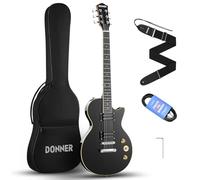 Donner LP Chitarra Elettrica Kit da 39 pollici Chitarre Elettriche con borsa, cinturino, cavo (Nero, DLP-124B)