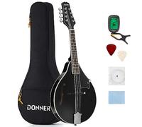 Donner Mandolino a 8 Corde Strumento Musicale con Custodia Sintonizzatore Plettri Corde e Panno da Pulire (Nero, DML-100B)