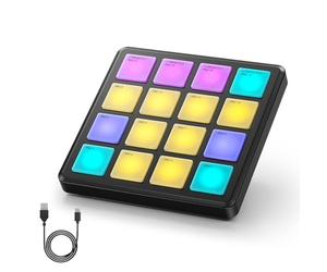 Donner MIDI Controller Pad Beat Maker Machine, Drum Machine Portatile con 16 Beat Pad, Ripetizione delle Note e Software di Produzione Musicale, Mini USB MIDI Controller con 40 Corsi, STARRYPAD MINI