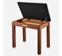 Donner Panca per Pianoforte con Contenitore, Sgabello Libreria per Pianoforte in Legno Massello con Cuscino in Suede ad Alta Densità, Marrone
