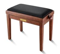 Donner Sgabello per pianoforte regolabile, Panca per tastiera in legno massello con cuscino in spugna ad alta densità, Marrone-Opaco