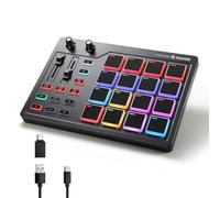 Donner STARRYPAD MIDI Pad Beat Maker Machine Professional, Drum Machine con 16 Beat Pad, 2 Fader e Manopole Assegnabili e Software di Produzione Musicale, Controller MIDI USB con 40 Corsi Gratuiti,