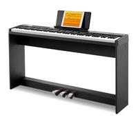 Donner Tastiera digitale per pianoforte a 88 tasti sensibili alla velocità con supporto rimovibile, pianoforte elettrico compatto per principianti con modalità Split, display LED e triplo pedale