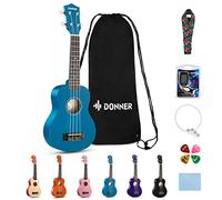 Donner Ukulele per Bambino Principiante Soprano Ukulele Kit 21 Polllici con Custodia Corde Ukelele Hawaiano Online Lezione Colore Blu