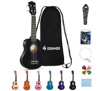 Donner Ukulele per Bambino Principiante Soprano Ukulele Kit 21 Polllici con Custodia Corde Ukelele Hawaiano Online Lezione Colore Nero