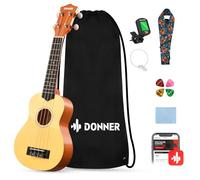 Donner Ukulele Soprano per Principiante Adulto Ukulele Kit da 21 Pollici con Custodia Tracolla Corde Accordatore Plettri Colore Naturale