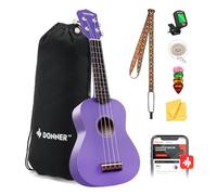 Donner Ukulele soprano per principianti, 53,3 cm, opaco, kit per principianti, con tracolla, accordatore, corde e plettri, lezioni online gratuite (viola)