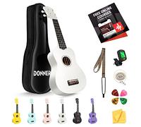 Donner Ukulele soprano per principianti adulti ukelele con cinturino online gratuito per lezioni cinturino sintonizzatore stringa, DMU-01 21 pollici opaco ukalee Bundle Kit Macaron Series-Bianco
