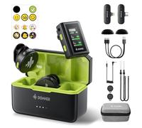 Donner Microfono lavalier wireless con jack Lightning di tipo C da 3,5 mm per fotocamera iPhone 15 Android, plug-play, microfono professionale a doppio canale con cancellazione del rumore, 305 M 40H