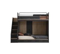 Donne's Home Letto a Castello Moderno 100x200 con Scala Contenitore, Design Salvaspazio Antracite e Legno, Struttura Robusta con Cassetti Integrati