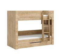 Donne's Home Mocha Letto a Castello Stretto 90x200 cm con Cassetto Inferiore, Design Compatto per Camerette Piccole, Struttura Sicura con Scala e Sponde Protettive