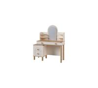 Donne's Home Toeletta da Trucco Bohemlife - Tavolo Make-up in Legno con Specchio LED Touch e Cassetto Portagioie Soft-Close, Postazione Trucco per Camera, Beige, 124x49x146 cm
