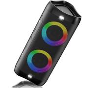 DONOW Cassa Bluetooth Portatile Potente, 30W Stereo Altoparlante Bluetooth, Bassi Potenti, Impermeabile IPX5, Luce LED, AUX, Microfono incorporato (Nero)