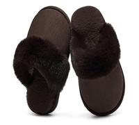 Donpapa Pantofole Donna Uomo Scamosciate Autunno Invernali Morbida Schiuma Pavimento Ciabatte Antiscivolo Indoor Outdoor Pelose YS Espresso 270 EU36.5-38