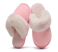 Donpapa Pantofole Donna Uomo Scamosciate Autunno Invernali Morbida Schiuma Pavimento Ciabatte Antiscivolo Indoor Outdoor Pelose YS Horizon Rosa 290 EU40.5-42