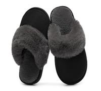 Donpapa Pantofole Donna Uomo Scamosciate Autunno Invernali Morbida Schiuma Pavimento Ciabatte Antiscivolo Indoor Outdoor Pelose YS Nero 280 EU38.5-40