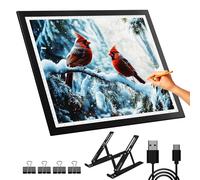 DONPEDOR A3 Tavoletta Luminosa per Disegnare con supporto - Lavagna Luminosa LED Portatile 10 Livelli Luminosità, Leggera per Diamond Painting, Disegno, Sketching e Artigianato