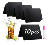 DONQL 10 Pezzi Mini Lavagna Piccola, Lavagnette Cancellabili Segnaposto 10 x 7cm, Lavagna da Tavolo con 2 Penna, Lavagnette per Buffet Ristorante Matrimoni Feste Cartellini Prezzi Alimentari (A)