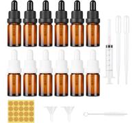 DONQL 12 Pezzi Bottiglie Contagocce Vetro 10 ml con Pipette Contagocce Vetro, Flaconi Contagocce in Vetro con Pipette, Imbuti, Siringa 10ml, per Laboratorio,Olio Essenziale, Aromaterapia, Profumi