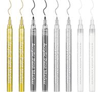 DONQL 8 Pezzi Pennarelli Indelebili, Pennarelli Acrilici da 0,7 mm,Pennarello Indelebile Punta Fine Pennarelli Acrilici per Dipingere Sassi,Legno,Metallo,Vetro,Dipingere (Oro Argento Bianco Nero)