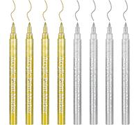 DONQL 8 Pezzi Pennarelli Indelebili, Pennarelli Acrilici da 0.7 mm, Pennarello Indelebile Punta Fine Pennarelli Acrilici per Dipingere Sassi,Legno,Metallo,Vetro,Dipingere (Oro Argento)