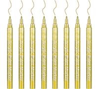 DONQL 8 Pezzi Pennarelli Indelebili, Pennarelli Acrilici da 0,7 mm,Pennarello Oro,Pennarello Indelebile Punta Fine Acrilici per Dipingere Sassi,Legno,Metallo,Vetro,Dipingere,Pneumatici (8 Oro)