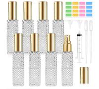 DONQL 8 Pezzi Vaporizzatore Profumo Vetro, 13 ml Vaporizzatore Profumo da Viaggio Contiene Contagocce, Imbuto, Siringa e Adesivi, per Viaggi, Borse, da Portare con Sé, per Dosare
