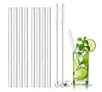 DONQL Cannucce Riutilizzabili Set di 8,Cannucce Vetro Lunghezza 20 cm,Cannuccia Riutilizzabile di Vetro,Sostituire Cannucce Plastica,Senza BPA,Lavabili in Lavastoviglie per Cocktail o Bere(dritto)