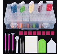 DONQL Diamond Painting Kit Completo,64Slots Kit Diamond Painting Accessori,Strumenti di Pittura Diamante 5D Scatola Pinzette Argilla Vassoio di Plastica Penna Adulti Bambini Fai da Te Unghie Gioielli