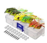 DONQL Topwater, Esche da Pesca de Rane, Kit di Esche Artificiali per la Pesca, 3D Esche da Pesca con Scatola per Attrezzi, per Pesce Gatto, Luccio, Pesce Persico, Spigola, Acqua Dolce o Salata
