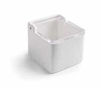 DONREGALOWEB Saliera ceramica con coperchio trasparente acrilico 11,5x11,5x11,5 cm (bianco)