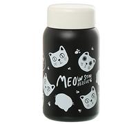 DONREGALOWEB Thermos in metallo e acrilico decorato con facce di gatti in colore nero e bianco