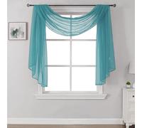 DONREN Lussuose tende velate e morbide per finestre, mantovana in semi voile, larghezza 132 cm e lunghezza 366 cm (1 pannello, verde acqua)