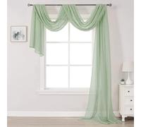 DONREN Mantovana trasparente verde salvia per finestre, morbida e di lusso, semitrasparente, per finestre, archi per matrimoni (1 pannello, 133 x 530 cm di lunghezza)