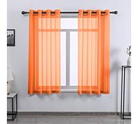 DONREN Tenda a pannelli trasparenti arancioni per camera da letto, tenda a pannelli con occhielli in voile trasparente testurizzato di lusso per