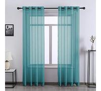 DONREN Tende trasparenti per finestre, lunghe 213 cm, 2 pannelli, in voile con occhielli, tende semi velate per soggiorno, 133 x 213 cm di lunghezza