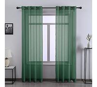 DONREN Tende trasparenti per porta del patio, 240 cm di lunghezza, per soffitto a pavimento, extra lunghe, per porte scorrevoli in vetro, colore: verde scuro