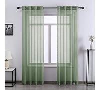 DONREN Tende velate color salvia, lunghe 183 cm, confezione da 2 pezzi, con occhielli, effetto lino, per soggiorno e camera da letto, 132 x 183 cm (larghezza x lunghezza)