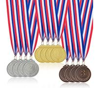 Donrime Medaglie Premiazioni Metallo, 12 Pezzi Medaglie Vincitore Medaglia Oro Argento Bronzo per Bambini Adulti Premi per la Giornata dello Sport, Gare di Ginnastica, Bomboniere