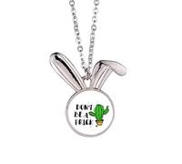 Don't Be A Cactus Art Deco Fashion Rabbit collana ciondolo coniglietto animale gioielli regalo