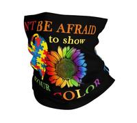 Dont Be Afraid To Show Your True Color Autism Awareness Ghetta da Collo Traspirante Protezione del Viso Antivento Headwrap per attività Uomo Bambini 26X30CM