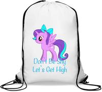 Don't Be Shy Let's Get High Funny Art Gym Sack Casual Drawstring Bag Bianco, bianco, Taglia unica