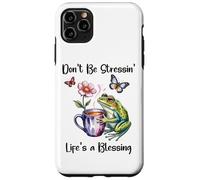 Don't Be Stressin' Life's a Blessing God Frog Cute Butterfly Custodia per iPhone 11 Pro Max